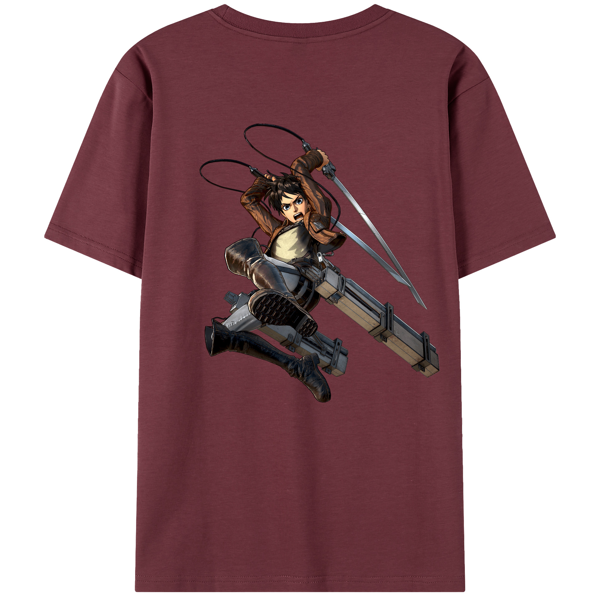（画像用） 進撃の巨人 エレン･イェーガー Attack on Titan Eren Jäger 綿100％半袖Tシャツ（背面プリント）